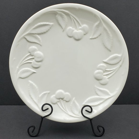 Pfaltzgraff PFA39 Embossed Cherries on White Plates Cherry Lunch Dinner Plates - Picture 2 of 5